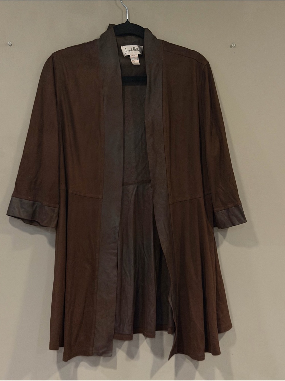 Joseph Ribkoff Ladies Faux Suede Open Front Cardigan Sweater Sz 14